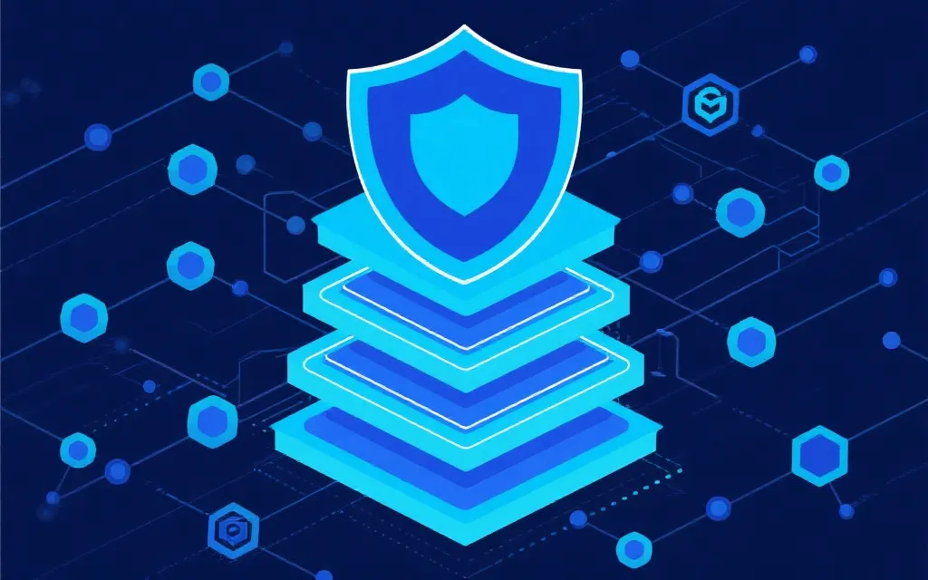 多层级信息安全系统科技插画